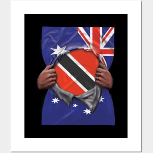 Trinidad And Tobago Flag Australian Flag Ripped - Gift for Trinidadian And Tobagoan From Trinidad And Tobago Posters and Art